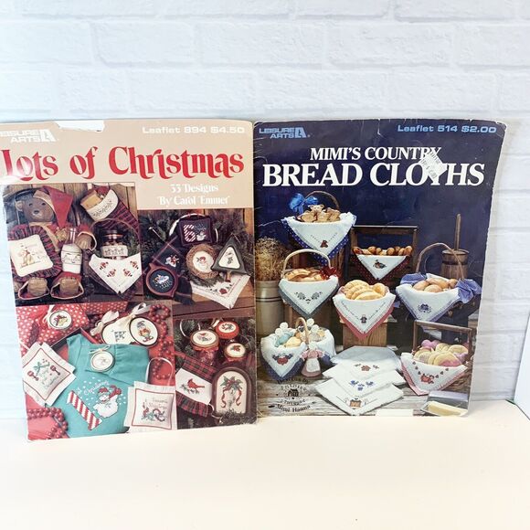 Cross Stitch Lot Bread Cloths Floss Organizer Leisure Arts Leaflets Hoop Aida - Picture 2 of 6